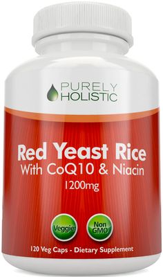 Red Yeast Rice 1200mg with CoQ10 &amp; Flush Free Niacin 120 Vegetarian Capsules - Non Irradiated, Citrinin Free