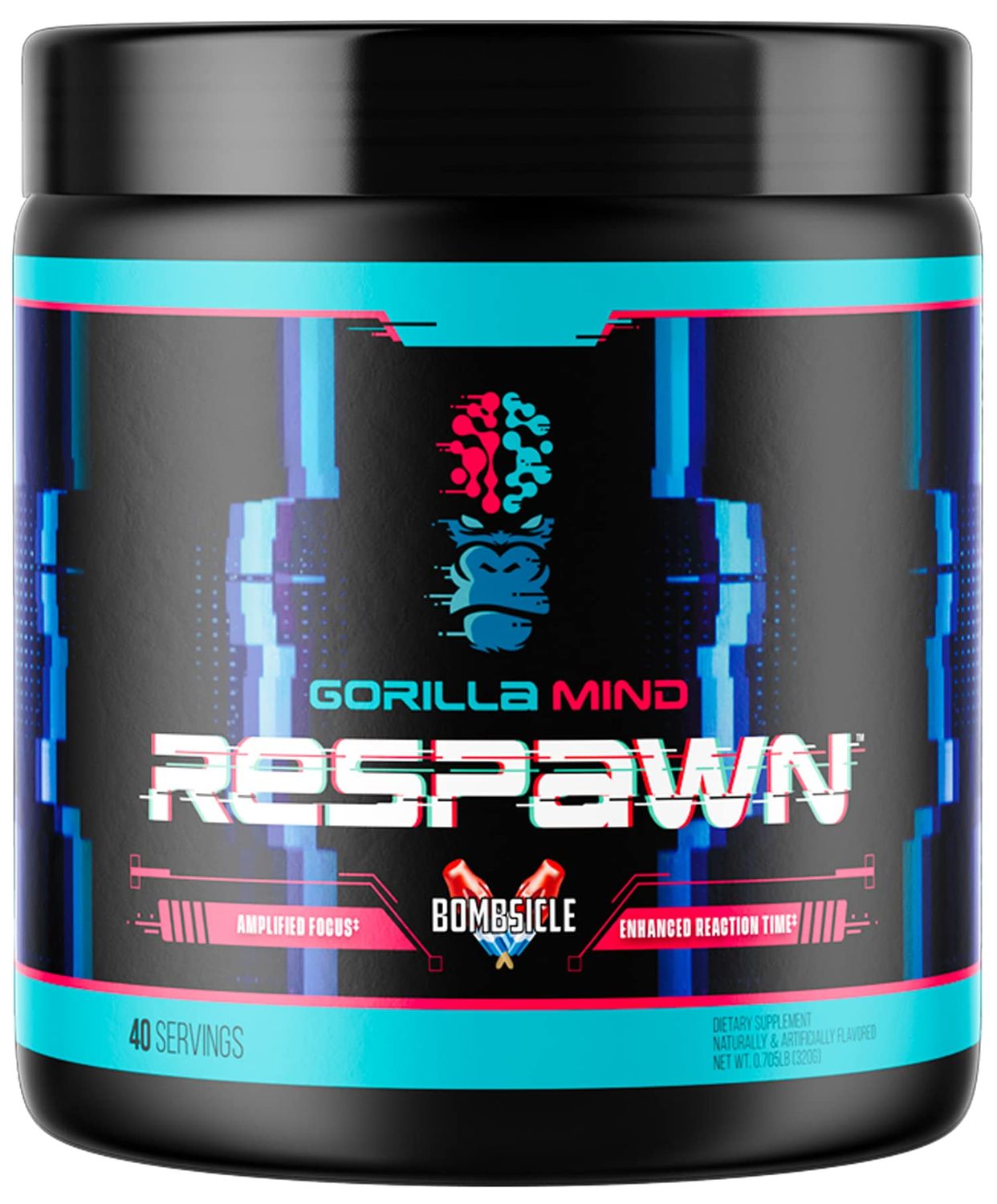 Gorilla Mind Respawn (Bombsicle) - Advanced Gaming Supplement for Amplified Focus, Enhanced Reaction Time and Clean Energy (40 Servings)