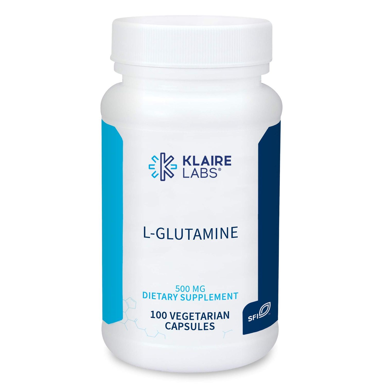 Klaire Labs L Glutamine Capsules - 500 Milligrams Hypoallergenic Amino Acids Supplement - Supports Muscle &amp; GI Function - Dairy Free and Gluten Free - Dairy Free and Gluten-Free (100 Capsules)