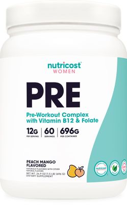 Nutricost Pre-Workout Powder for Women, Peach Mango, 60 Servings