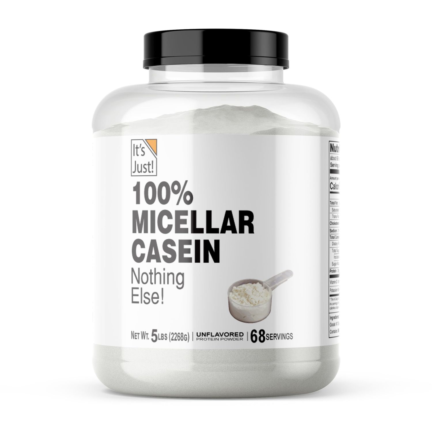 It&#39;s Just! - 100% Casein Protein Powder, Made in USA, No Added Flavors or Sweeteners (Unflavored, 5 Pound (Pack of 1))