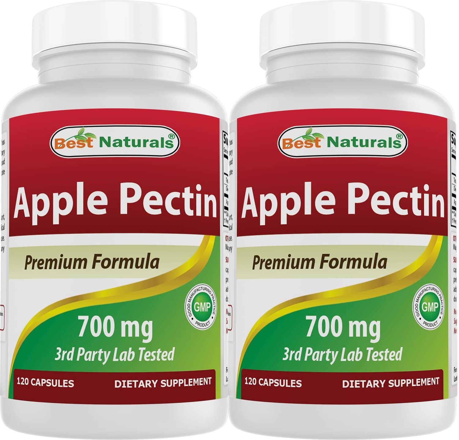 Best Naturals Apple Pectin 700 mg - Dietary Fiber - Intestinal Support - 120 Capsules (120 Count (Pack of 2))
