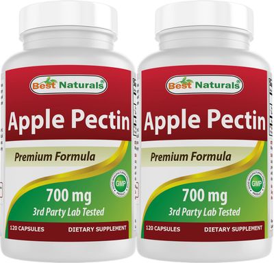 Best Naturals Apple Pectin 700 mg - Dietary Fiber - Intestinal Support - 120 Capsules (120 Count (Pack of 2))