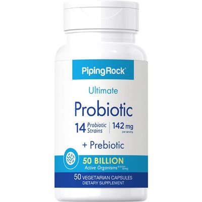 Piping Rock Probiotic Multi Enzyme | 50 Capsules | 142mg | with Prebiotics | Digestive Formula for Men and Women | 14 Strains | 50 Billion Active Organisms | Non-GMO &amp; Gluten Free Supplement