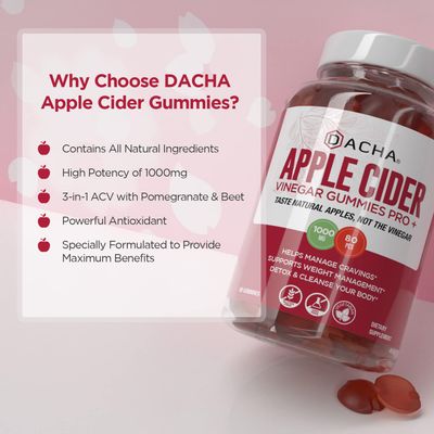 Premium Apple Cider Vinegar Gummies - 80 Count, 1000mg Raw, Organic, Unfiltered ACV from The Mother, Not Sticky, Immune, Detox, Fitness & Acid Reflux Heartburn Pomegranate Beet Root Vitamin B9 B12