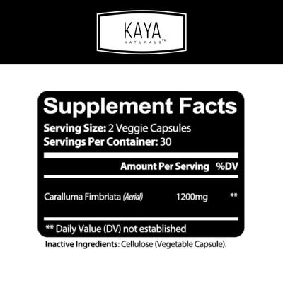 Kaya Naturals - Caralluma Fimbriata 1200mg High Potency Supplement | Maximum Strength Natural Endurance Support, Vegetarian Capsules (60 Count)