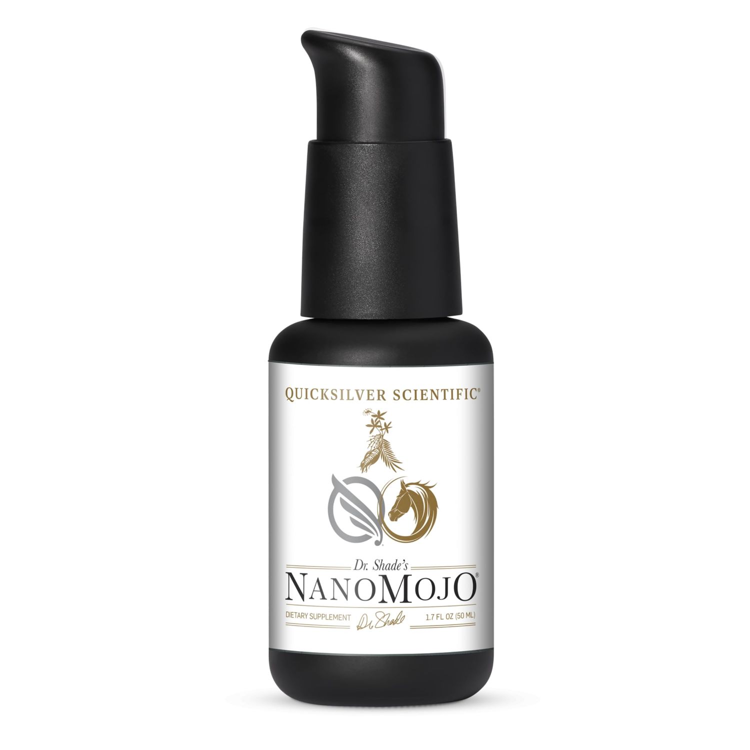 Quicksilver Scientific NanoMojo - Male-Specific Endurance Elixir &amp; Energy Boost Support - 19 Herbs Including Epimedium for Men, Rhodiola Extract, Herbal Ginseng, and Adaptogenic Herbs (1.7oz / 50ml)
