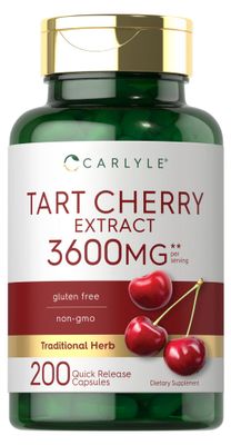 Carlyle Tart Cherry Extract Capsules | 200 Count | Non-GMO and Gluten Free Formula | Traditional Herb Supplement