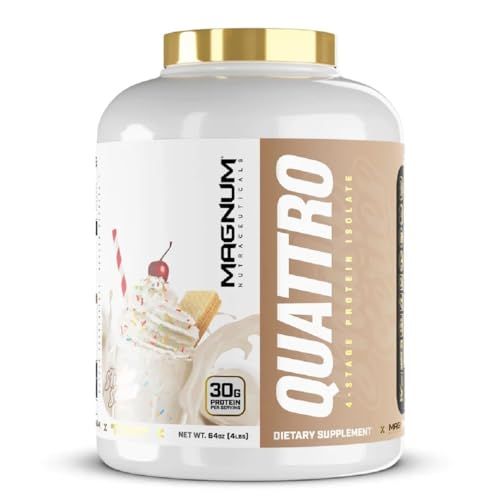 Magnum Nutraceuticals Quattro Shake Series Whey Protein Powder, Vanilla 4.5lb - Premium Protein Isolate Blend for Muscle Growth &amp; Recovery