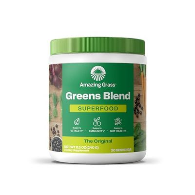 Amazing Grass Greens Blend Superfood: Greens Powder Mix for Energy, with Organic Spirulina, Chlorella, Beet Root Powder, Digestive Enzymes &amp; Probiotics, Original, 30 Servings (Packaging May Vary)