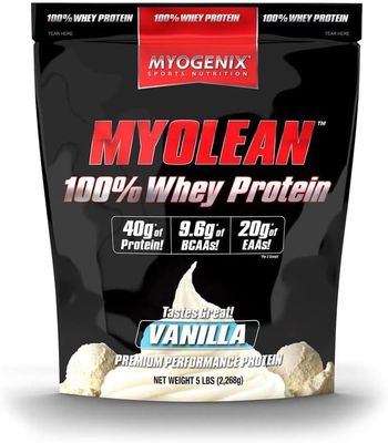 Myogenix Vanilla Whey Protein Powder - Myolean 100% Whey Protein Powder with 20 Grams of Protein Per Serving, Premium Protein Powder for Women and Men, Protein Powder Vanilla (5 lbs)