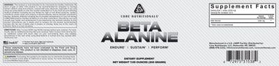 Core Nutritionals Beta Alanine, Daily Muscle Building and Recovery Supplement, 3.2 Grams per Serving