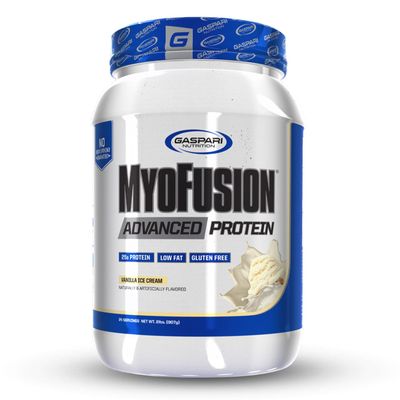 Gaspari Nutrition Myofusion Advanced Protein, Protein Blend with Whey Protein, Casein Protein and Isolate Protein, Low Fat and Gluten Free (2lbs, Vanilla Ice Cream)