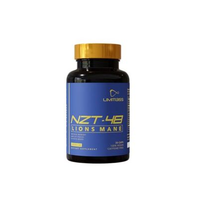 NZT-48 Premium Brain Booster - Lions Mane Supplement Capsules - Nootropic Brain Supplements for Memory and Focus - Brain Pills - Natural Energy - Caffeine Free, Phosphatidylserine, 30 Servings