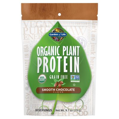 Garden of Life Organic Plant Protein Smooth Chocolate Powder, 10 Servings - Vegan, Grain Free &amp; Gluten Free Plant Based Protein Shake with 1 Billion CFU Probiotics &amp; Enzymes, 15 g Protein, 9.7 Oz