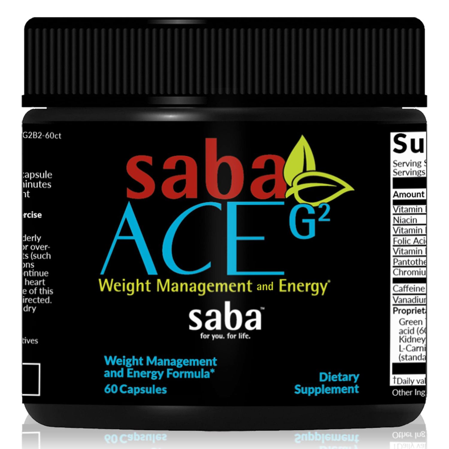 Saba ACE G2 - Thermogenic Fat Burner. Weight Loss Supplement, Appetite Suppressant, &amp; Energy Booster - Green Tea Extract,Capsimax, Garcania, Carnosyn &amp; More - 60 Capsules