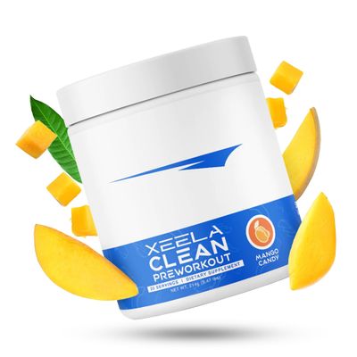 XEELA Pre Workout - Clean &amp; Tested - Jitter Free, Safe, and Natural - Increase Thermogenic Energy, Focus, and Endurance w/Creatine, Organic Caffeine, and Plant Based Citrulline (Mango Candy)