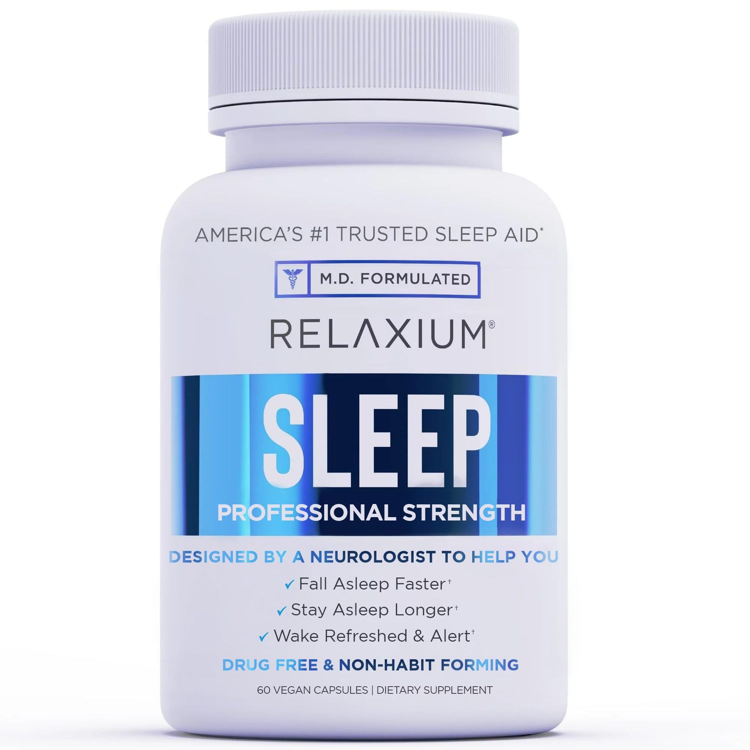 Relaxium Sleep Aid for Adults, Melatonin 5mg with Magnesium Glycinate, Sleep-Promoting Valerest &amp; Ashwagandha, Non-Habit Forming Sleep Supplement, 60 Capsules, 30-Day Supply