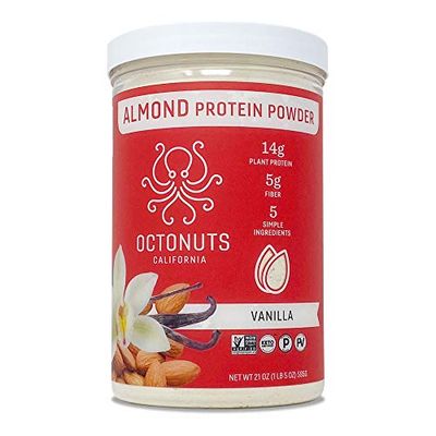 OCTONUTS Vanilla Almond Protein Powder, 21 Ounce, Made with California Almonds, 14g Plant Based Protein, Keto, Paleo Friendly, Vegan, Gluten Free, 17 Servings