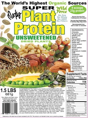 Wild Force Super Plant Protein - Unsweetened - Protein Powder Enriched with Exotic Pine Nuts, Durian, & Prickly Pear Cactus - Digestive-Friendly, Nutrient-Rich