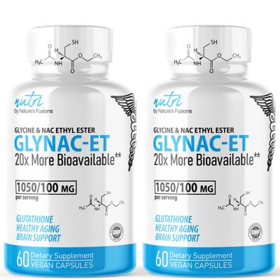 GlyNAC-ET NAC Supplement N-Acetyl Cysteine Ethyl Ester - 20x More Bioavailable Than GlyNAC Supplement - Glycine &amp; N-acetylcysteine Ethyl Ester Anti Aging Supplement, Boost Glutathione 2 Pack 120 Count