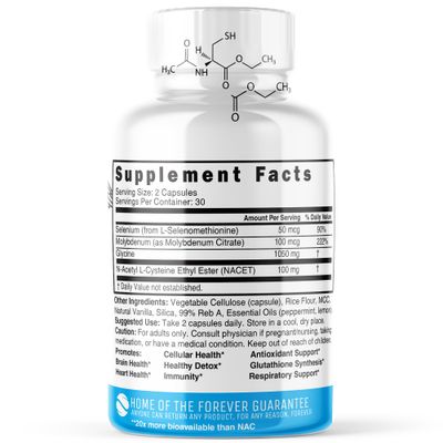 GlyNAC-ET NAC Supplement N-Acetyl Cysteine Ethyl Ester - 20x More Bioavailable Than GlyNAC Supplement - Glycine &amp; N-acetylcysteine Ethyl Ester Anti Aging Supplement, Boost Glutathione 2 Pack 120 Count