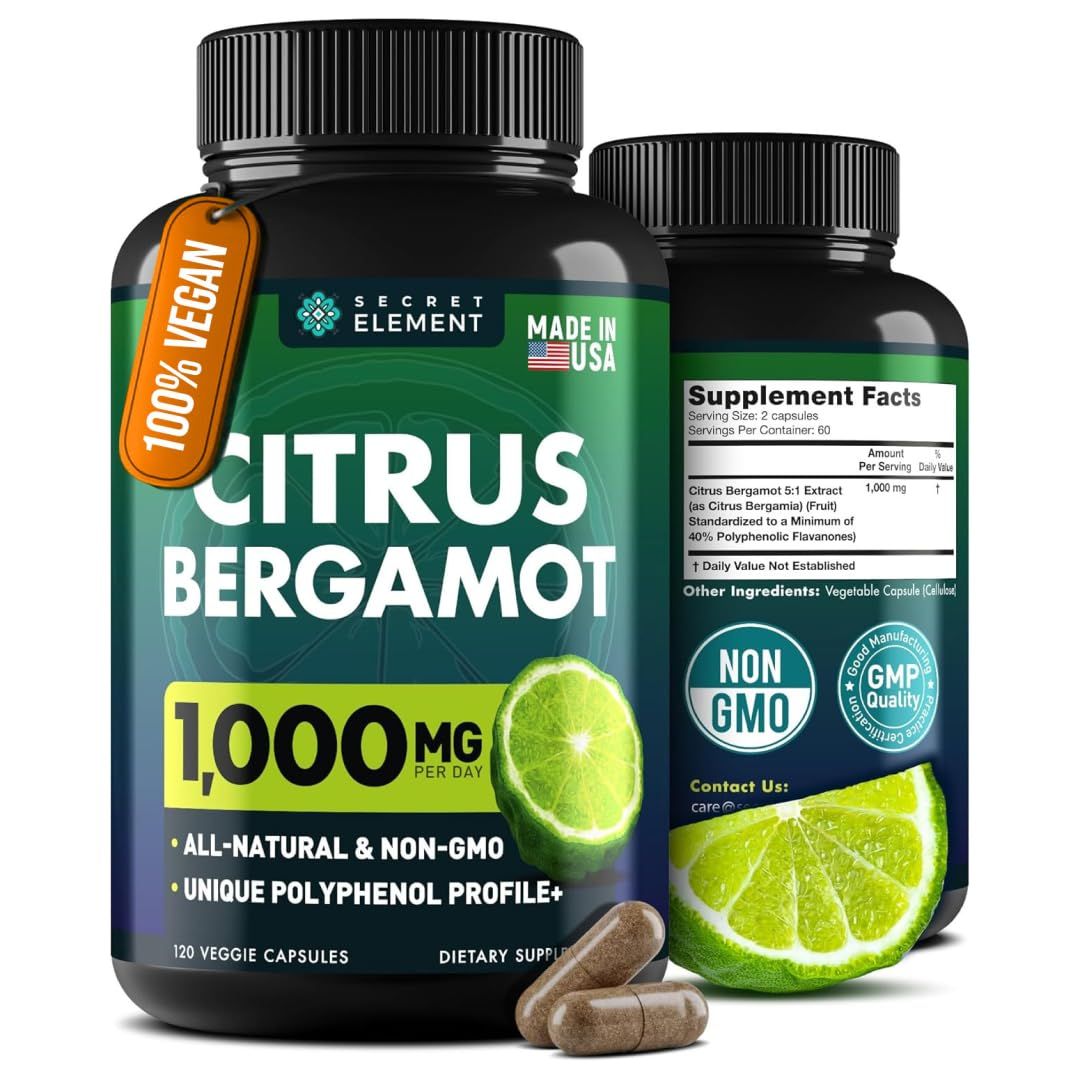 Citrus Bergamot Extract 1000mg - Citrus Bergamot Supplement for Heart, Immune System Support, and Healthy Aging - Pure, Vegan Bergamot Capsules