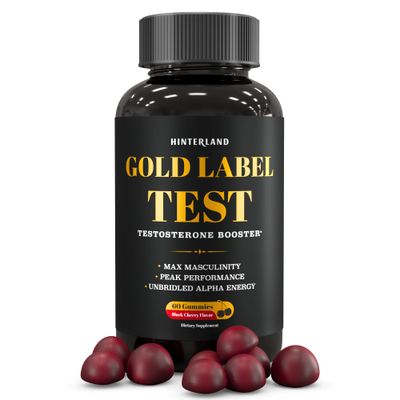 Gold Label Testosterone Booster Gummies with Tongkat Ali, Zinc, D3, Ashwagandha, Fenugreek, Magnesium, Boron for Male Enhancement, Muscle Building, Vitality, Strength, Performance, Energy - 60 Count