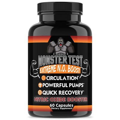 Angry Supplements Monster Test Nitric Oxide Booster Capsules, Extreme N.O Boost, Powerful Workouts, Quick Recovery &amp; Energy (1-Bottle, 60ct)