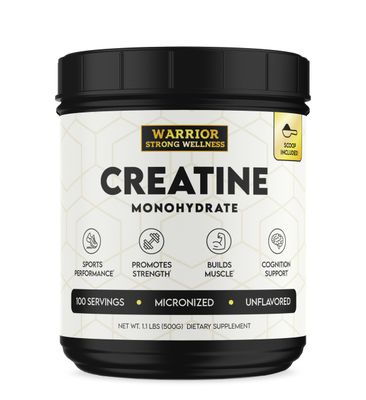 Creatine Monohydrate Powder 1 lb of 100 Servings of 5 Grams Each, ISO Certified Tested Vegan, Unflavored Micronized Powder- Support Muscles, Cellular Energy &amp; Cognitive Function