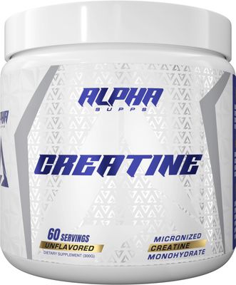 Alpha Supps Micronized Creatine Monohydrate Powder - 5g (5 Grams) Per Serving, Unflavored - Helps Support Optimum Muscle Gain, Suitable for Men &amp; Women, 300 gm - 60 Servings