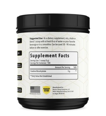 Creatine Monohydrate Powder 1 lb of 100 Servings of 5 Grams Each, ISO Certified Tested Vegan, Unflavored Micronized Powder- Support Muscles, Cellular Energy & Cognitive Function