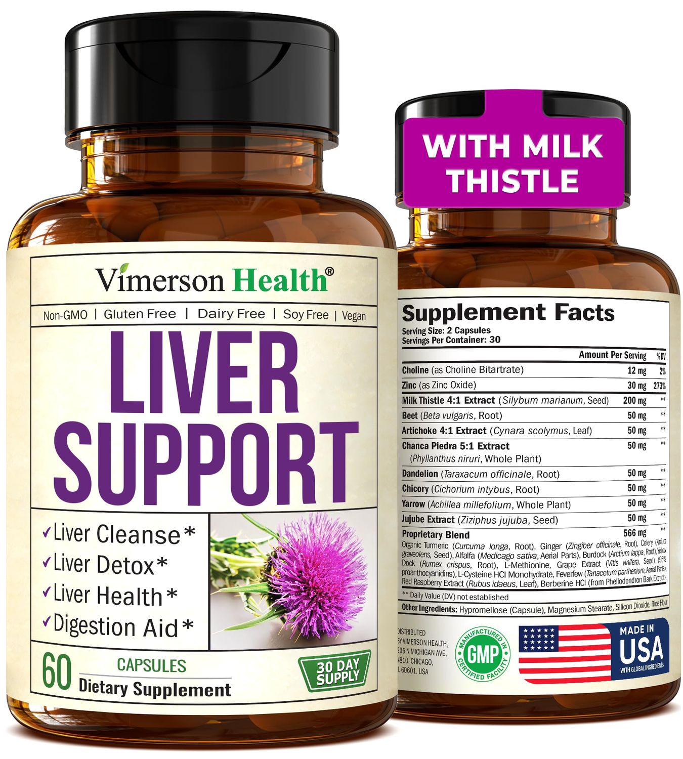 Liver Cleanse Detox &amp; Repair Milk Thistle Supplement. Liver Support with Choline, Artichoke Extract, Chicory &amp; Dandelion Root Supplement. Milk Thistle Liver Detox &amp; Liver Cleanse. 60 Liver Health Caps