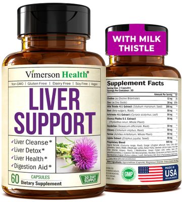 Liver Cleanse Detox &amp; Repair Milk Thistle Supplement. Liver Support with Choline, Artichoke Extract, Chicory &amp; Dandelion Root Supplement. Milk Thistle Liver Detox &amp; Liver Cleanse. 60 Liver Health Caps