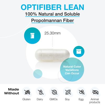 XYMOGEN OptiFiber Lean Fiber Supplement - Daily Fiber Capsules for Digestive Health + Cholesterol Metabolism Support - Gut Cleanse (180 Fiber Capsules)