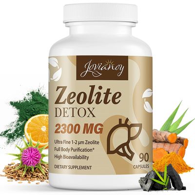 Jovianoy 2300 MG Zeolite Detox Capsules, Organic Activated Charcoal, Bentonite Clay, 1-2 m Clinoptilolite, Maximum Absorption, Gut Liver Detox Cleanse Full Body for Women Men, 90 Capsules