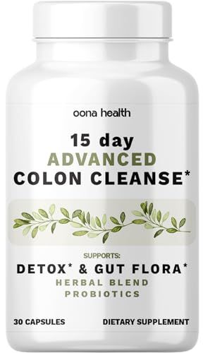 15 Day Advanced Colon Cleanse, Probiotics &amp; Natural Herbs, Supports Detox &amp; Gut Flora for Women &amp; Men, with Cascara Sagrada, Psyllium Husk &amp; Senna Leaf, 30 Capsules 1-2 Daily