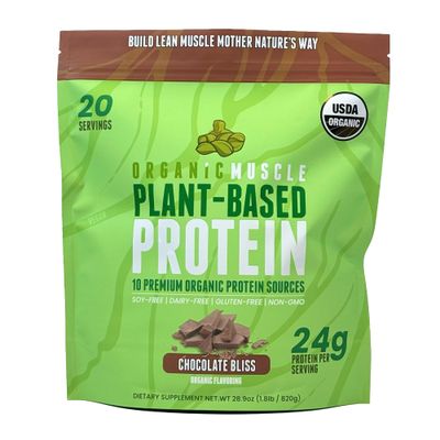 Organic Vegan Protein Powder - Plant Based Chocolate Protein Powder with Pea, Hemp, Brown Rice, Chia Seed &amp; Amino Acids - Low Calorie for Muscle Growth &amp; Speed Recovery by Organic Muscle
