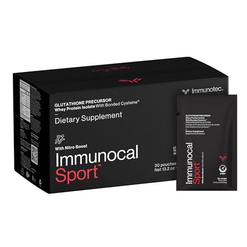 Immunocal Sport Whey Protein Isolate - Glutathione Precursor, Fast Absorbing, BCAA Optimal Muscle Recovery + All Day Energy Support | Fat-Free, Sugar-Free, Lactose-Intolerant Friendly | 30 Servings