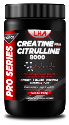 Essential Alternatives Pro Series Force Creatine Citrulline 8000, Unflavored, 400g - Strength, Stamina, Endurance, Lean Mass, Pump