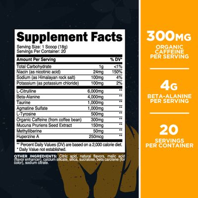 Primal Purge Xtreme Pre-Workout (Pineapple Orange Guava Flavor) (20 Servings) - Gluten-Free + Non-GMO