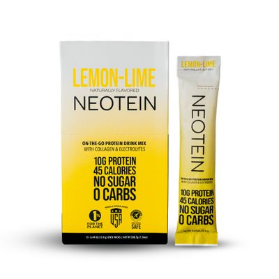 NeoTEIN: Electrolyte Powder Packets with 10g Protein &amp; Collagen - Hydration Packets - Zero Sugar, NO Fillers, NO Carbs | Lemon Lime | 45 Calories | Keto &amp; Paleo | Pack of 15
