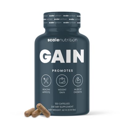 Scale Nutrition Gain | Appetite Booster, Muscle Growth, Weight Gain, and Digestion Support Pills for Men and Women to Eat More | Creatine &amp; Natural Herbs Supplement 120 Capsules