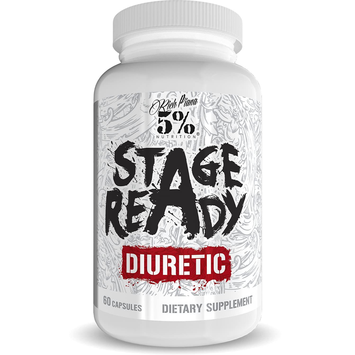 5% Nutrition Stage Ready Diuretic | Extra Strength Competition Diuretic | Fast Acting Weight Cut, Water Retention &amp; Bloat Relief | Natural Formula w/Dandelion Root, Shavegrass, Uva Ursi (60 Pills)