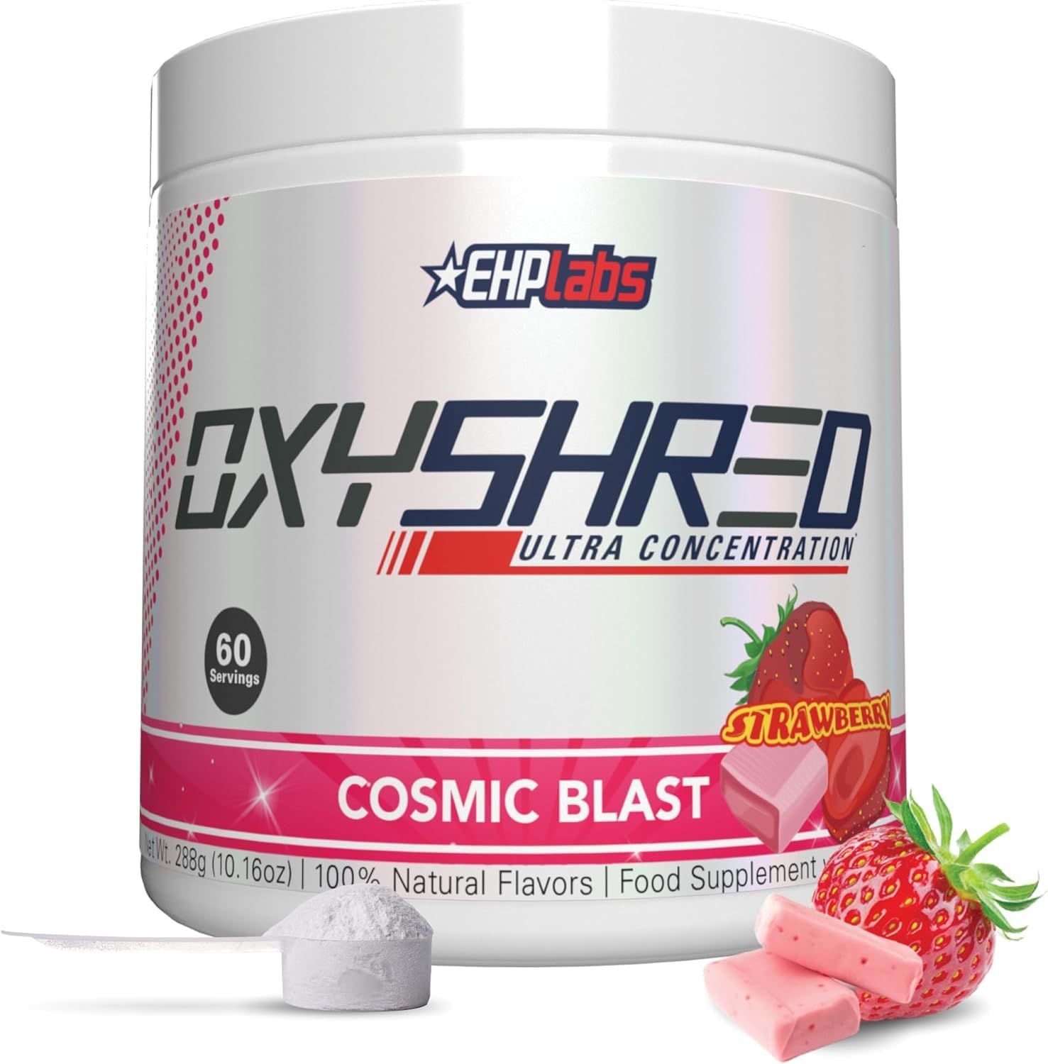 EHP Labs OxyShred Pre Workout Powder - Preworkout Powder with L Glutamine &amp; Acetyl L Carnitine, Energy Boost Drink - Cosmic Blast, 60 Servings