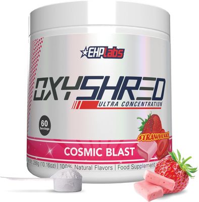 EHP Labs OxyShred Pre Workout Powder - Preworkout Powder with L Glutamine &amp; Acetyl L Carnitine, Energy Boost Drink - Cosmic Blast, 60 Servings
