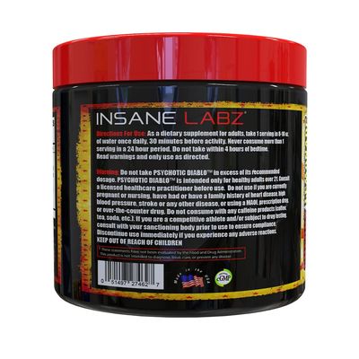Insane Labz Psychotic Diablo Thermogenic Fat Burner for Men and Women with Grains of Paradise Theobromine Dandelion Root Extract Fueled by AMPiberry, Appetite Suppressant - 60 Servings