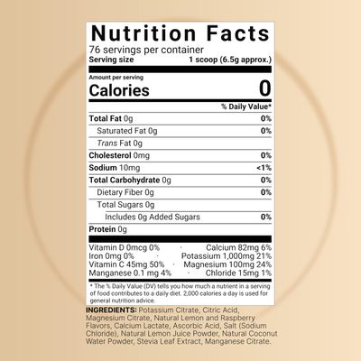 Electrolytes Powder No Sugar, 76 Servings 500g 1.1L | Keto Fast Hydration Powder - 1000mg High Potassium, Minerals & Coconut Water - Raspberry Lemonade Flavor