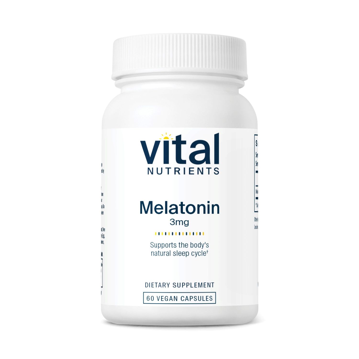 Vital Nutrients Melatonin 3mg | Vegan | Low-Dose Melatonin | Sleep Supplement to Support The Body&#39;s Natural Sleep Cycle* | Gluten, Dairy, Soy Free | 60 Capsules