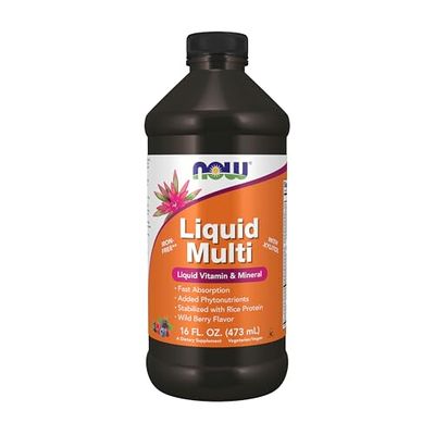 NOW Foods Supplements, Liquid Multi, Fast Absorption, Liquid Vitamin &amp; Mineral, Wild Berry Flavor, 16-Ounce